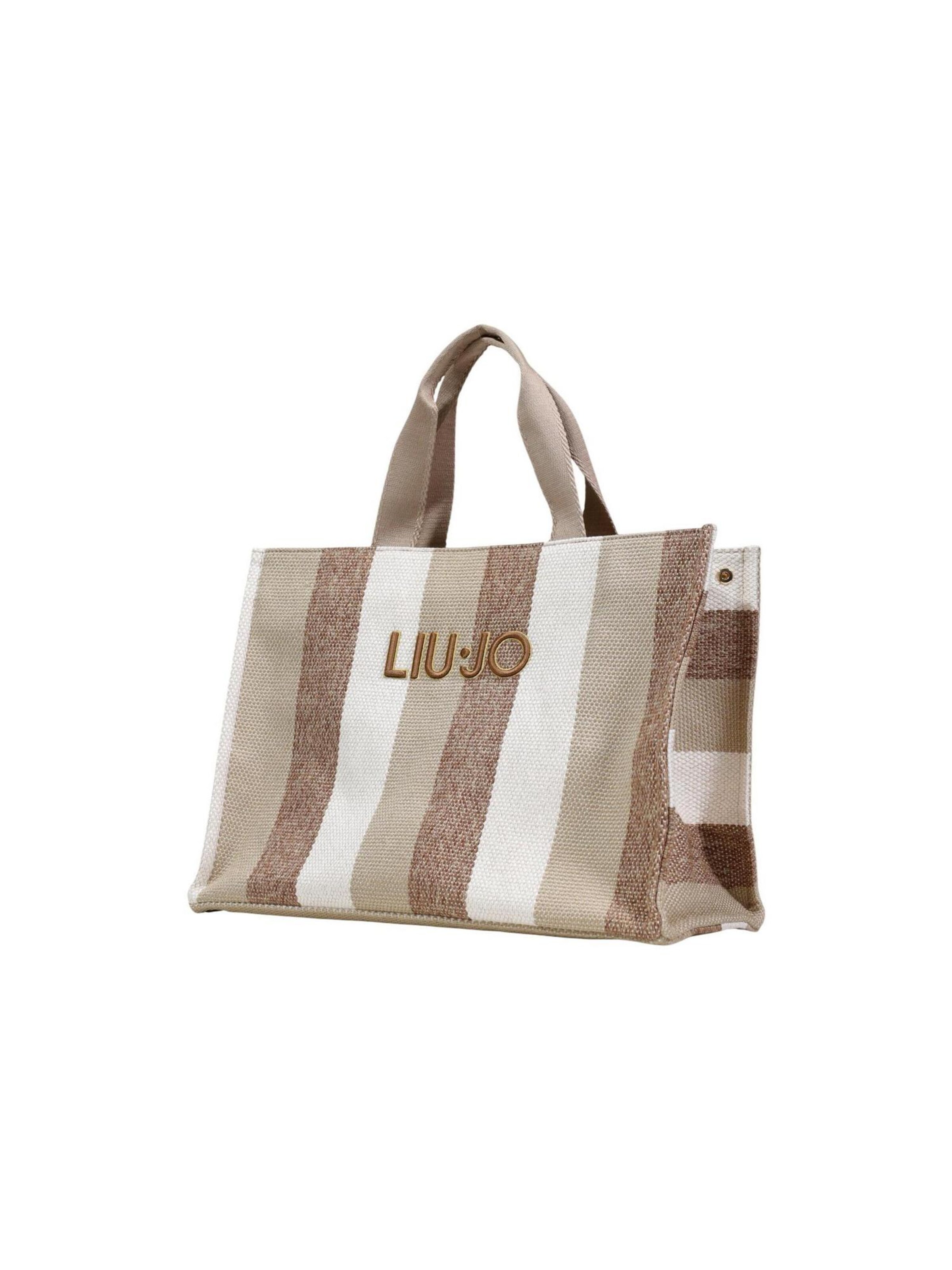 Liu Jo - Bolso de hombro 'L TOTE STRIPED CANVAS 2A6026 T2176' en beige