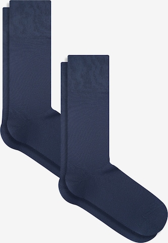 Albero Natur Socks 'Bio-Baumwoll-Socken mit längerem Bündchen - 2er Pack' in Blue: front