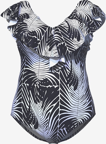 Ulla Popken Bustier Badeanzug in Schwarz: Vorderseite