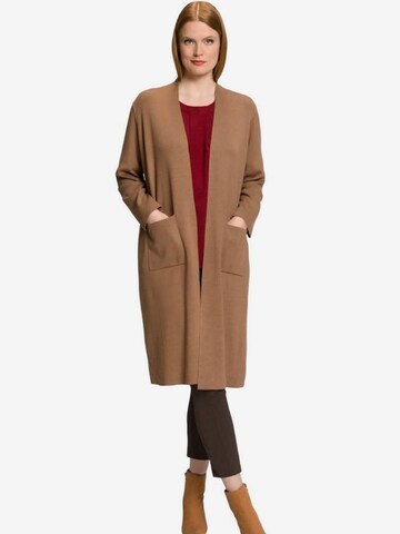 Ulla Popken Knit Cardigan in Brown: front