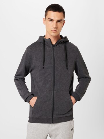 4F Athletic Zip-Up Hoodie in Grey: front