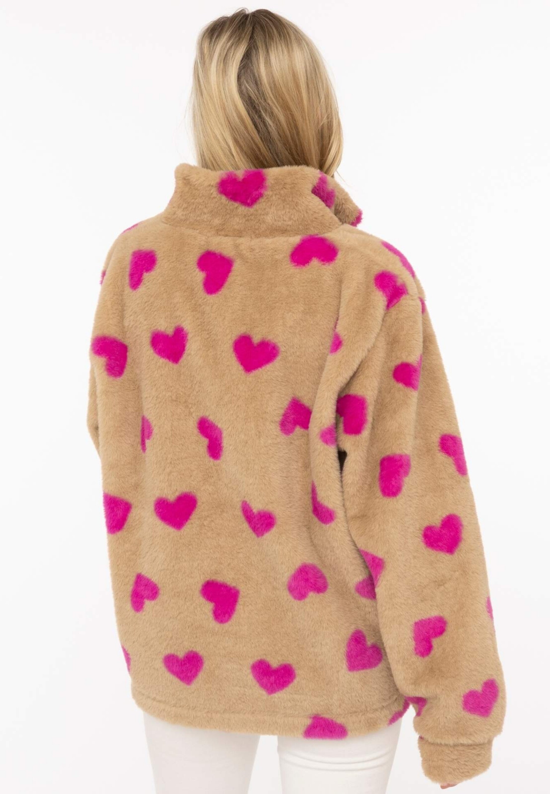 Zwillingsherz Sweatshirt 'Fake Fur Troyer Herzi' in Pink