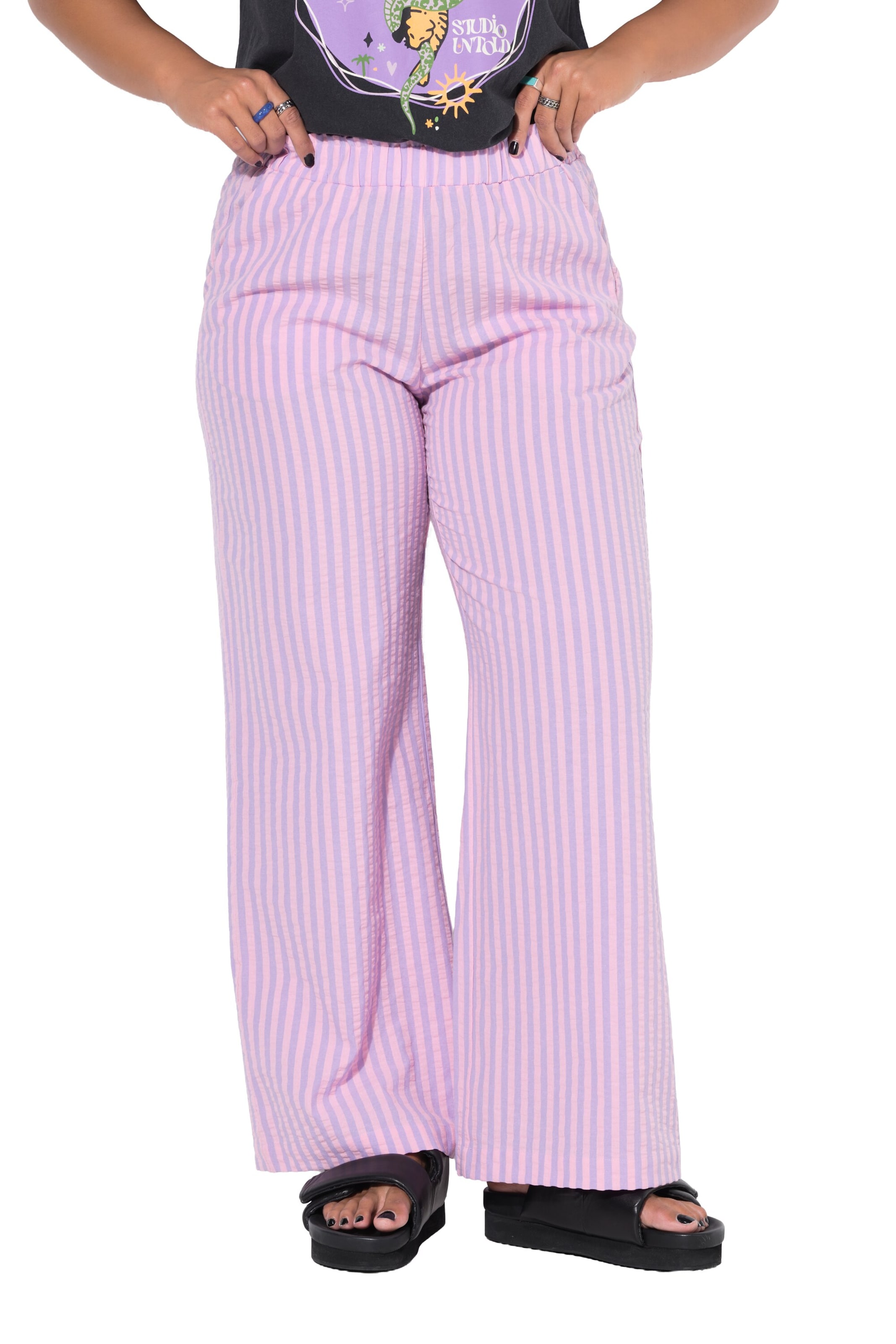 Studio Untold Wide leg Broek in Roze: voorkant