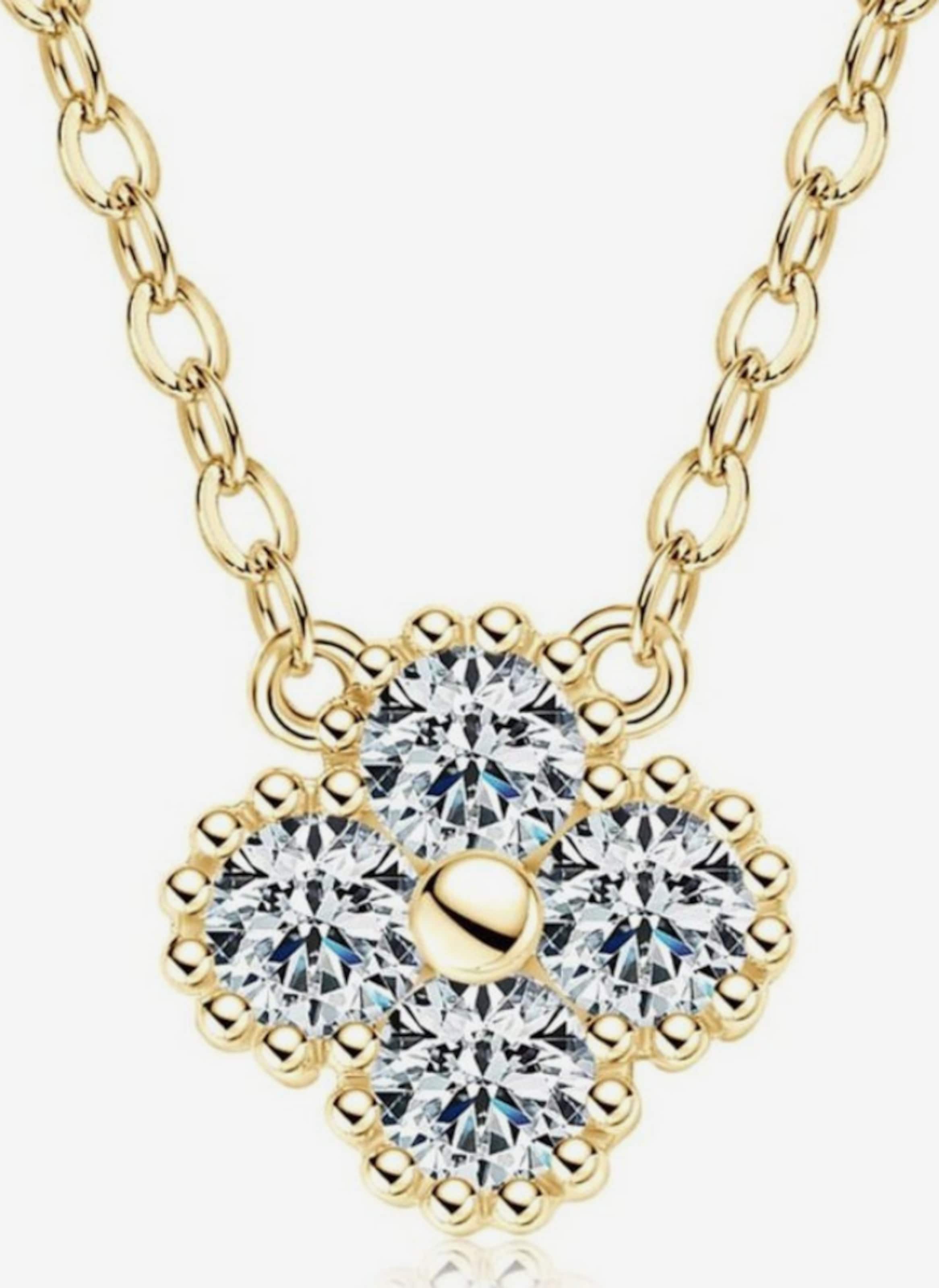 MomentWish Halskette Rosegold Damen, 0,5 Karat Moissanite Schmuck Kette Damen Silber 925 Mit Diamant Goldkette Anhänger Geschenk Für Frauen Freundin