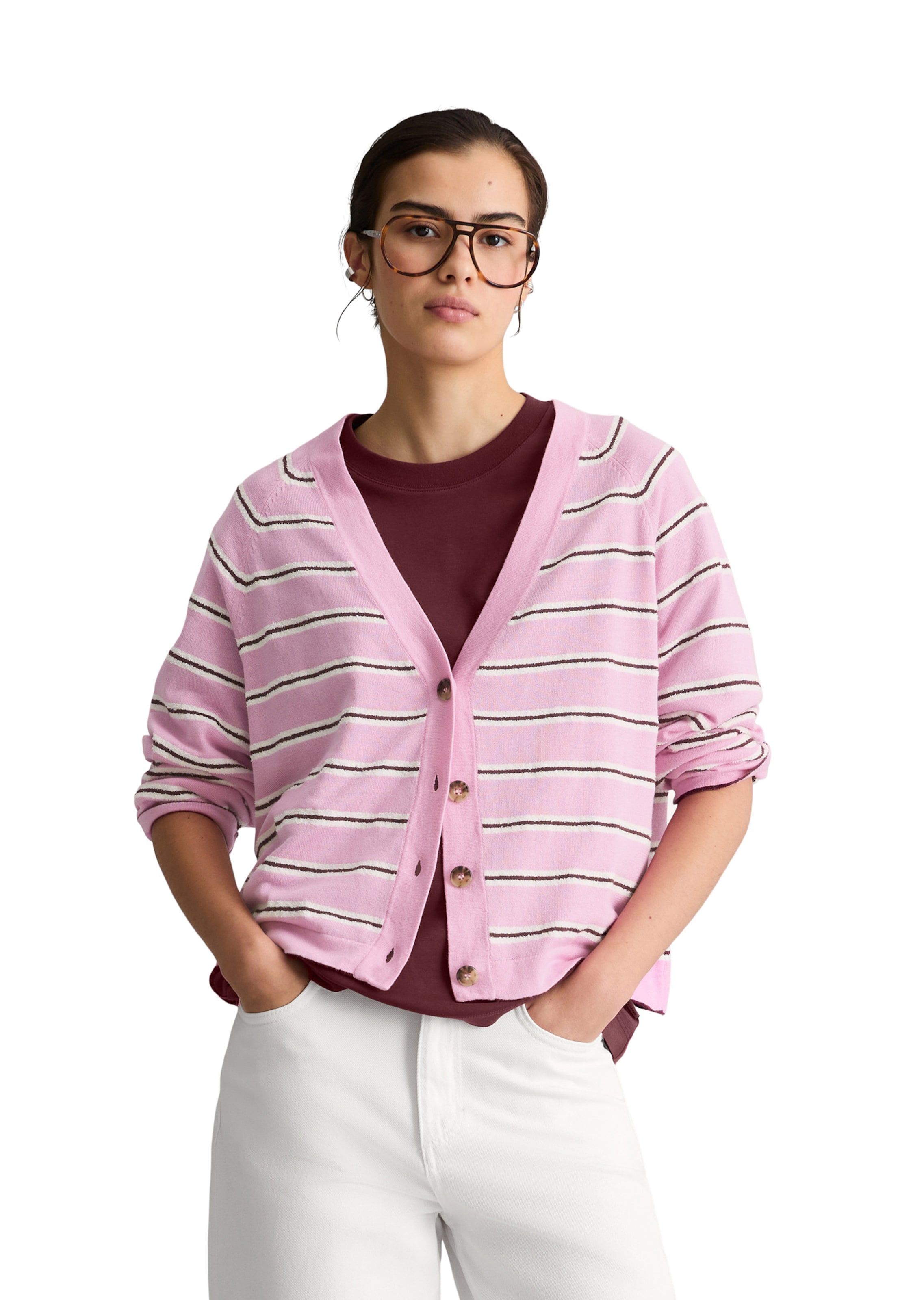 Marc O'Polo DENIM Strickjacke in Pink: Vorderseite