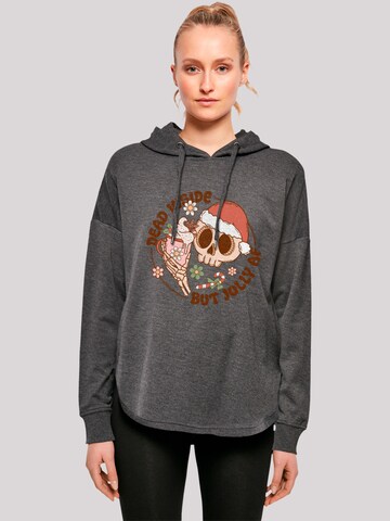 F4NT4STIC Sweatshirt 'Dead inside but jolly AF Christmas' in Grey: front