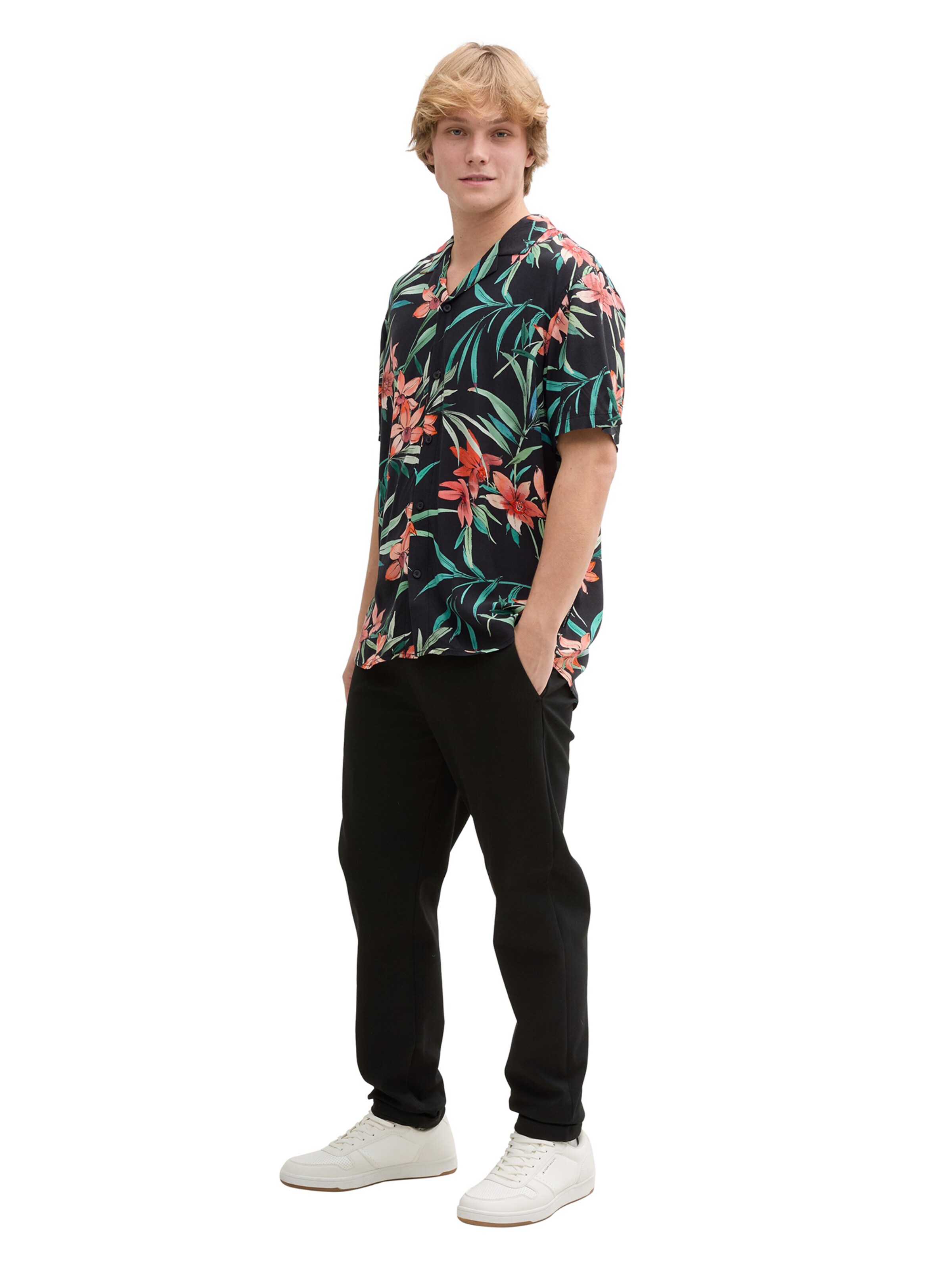 TOM TAILOR DENIM Comfort Fit Košeľa - Čierna