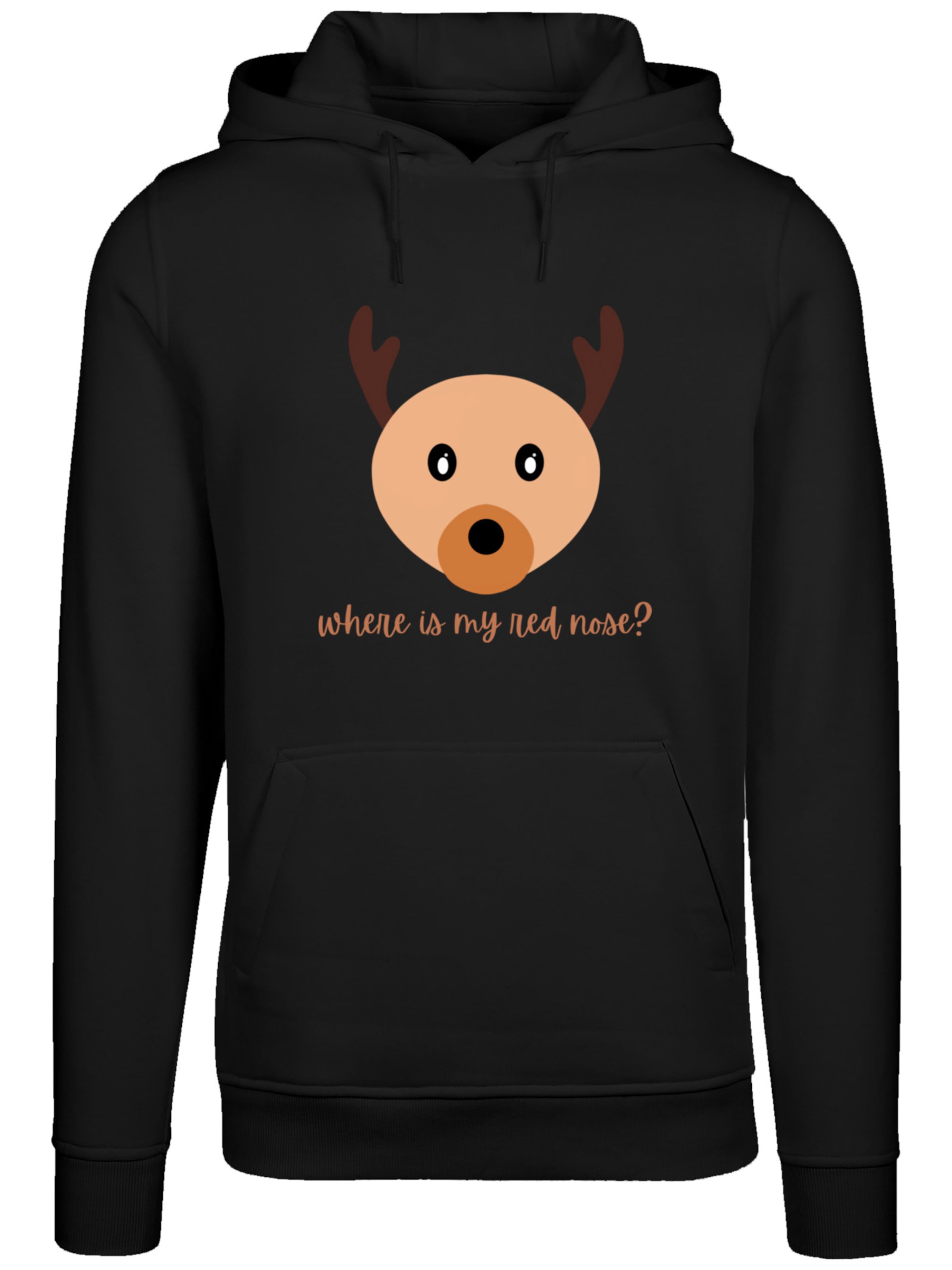 F4NT4STIC Sweatshirt 'Weihnachten Red Nose' in Zwart: voorkant