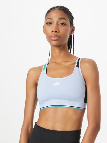 ADIDAS PERFORMANCE Bralette Sports Bra 'Powerreact Medium-Support Techfit' in Blue: front