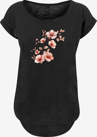 F4NT4STIC T-Shirt 'Rosa Blumenzweig 3D' in Schwarz: Vorderseite
