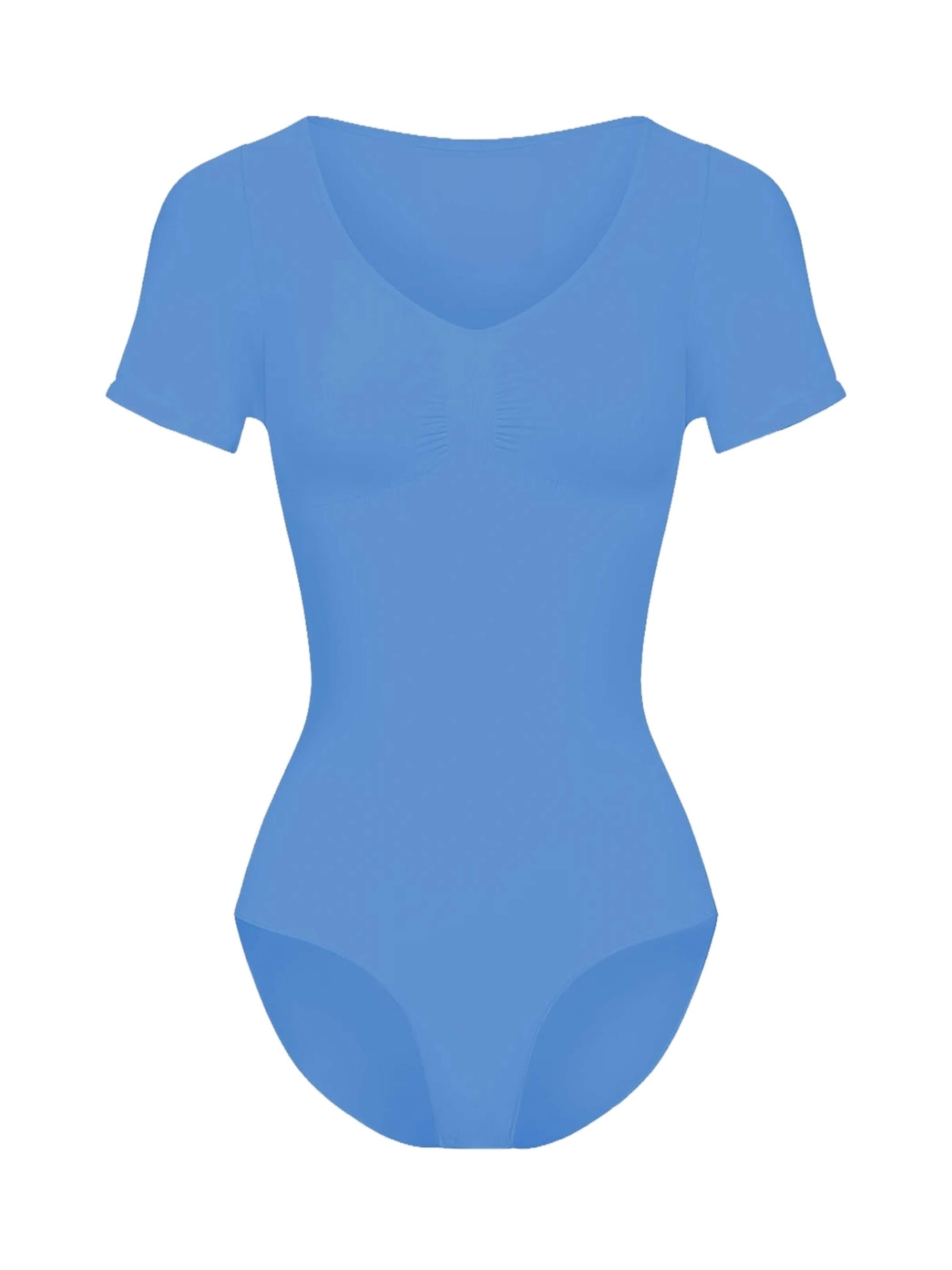 cfab Shapingbody 'T-Shirt Bodysuit Sculpting Shapewear mit Slip' in Blauw: voorkant