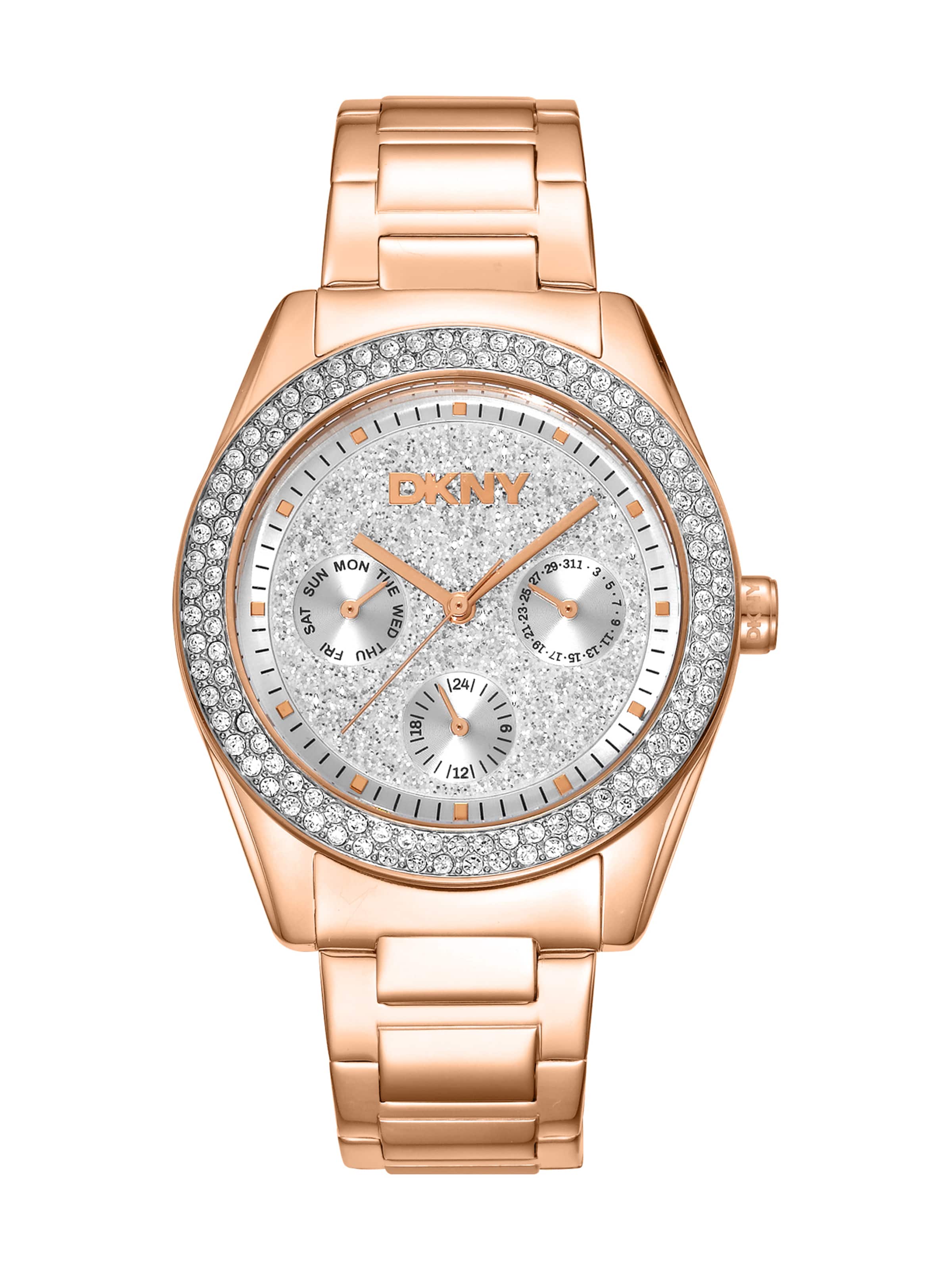 DKNY Analog watch 'Chambers Multi Glitz' in Pink: front