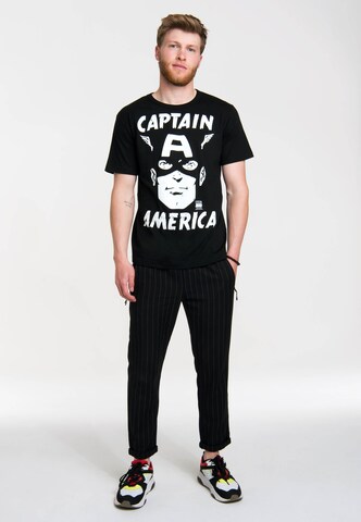 LOGOSHIRT Shirt 'Captain America - Marvel' in Zwart