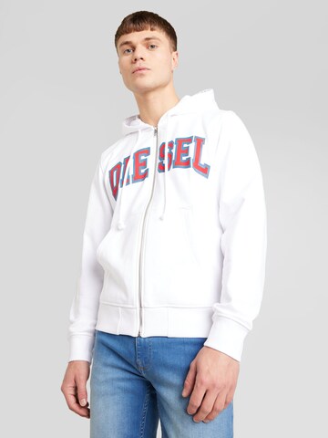 DIESEL Sweat jacket 'GINN' in White: front