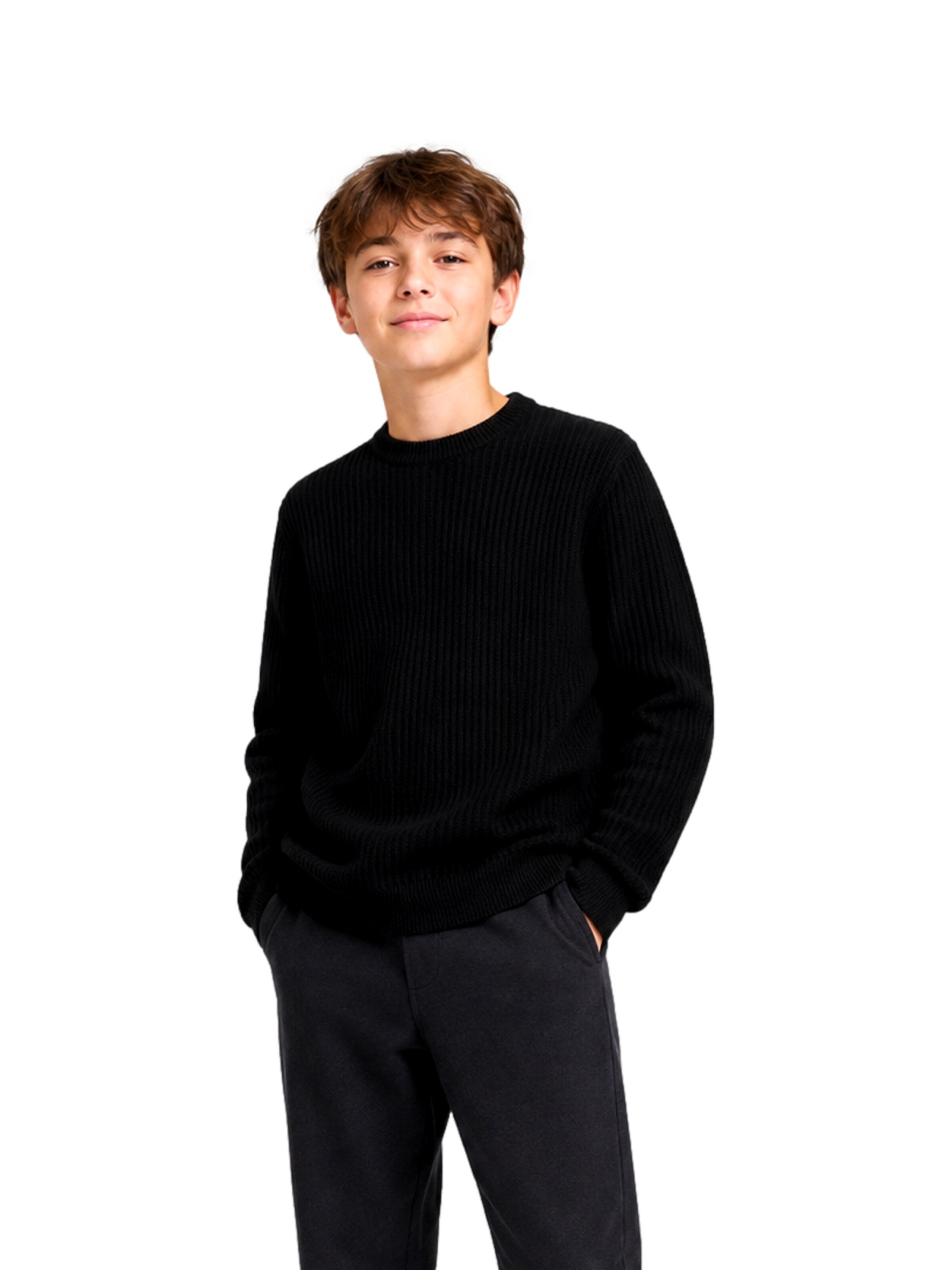 Jack & Jones Junior - Jersey 'JJSAGE' en negro: frente