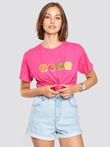 FRESHLIONS Shirt ' Orangen ' in Pink: predná strana
