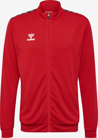 Hummel Athletic Zip-Up Hoodie 'Authentic' in Red: front