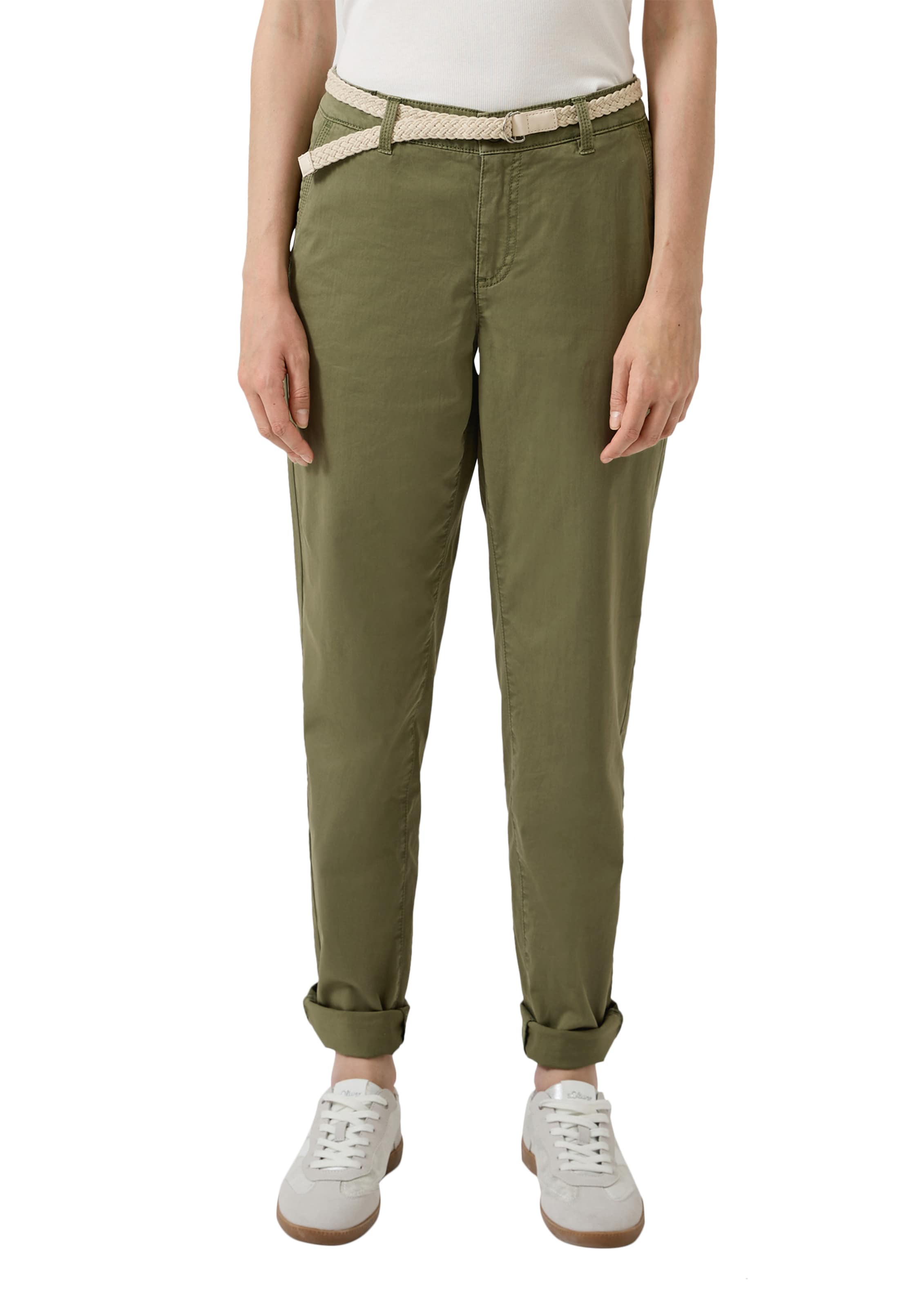 s.Oliver Tapered Chino in Groen: voorkant