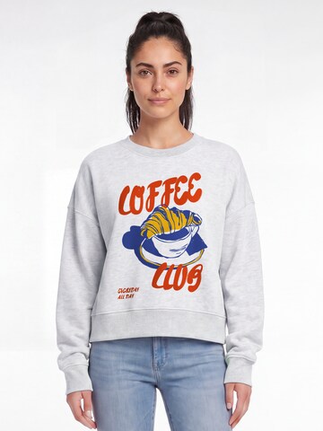 Sweat-shirt 'Coffee Club' Watapparel en gris : devant