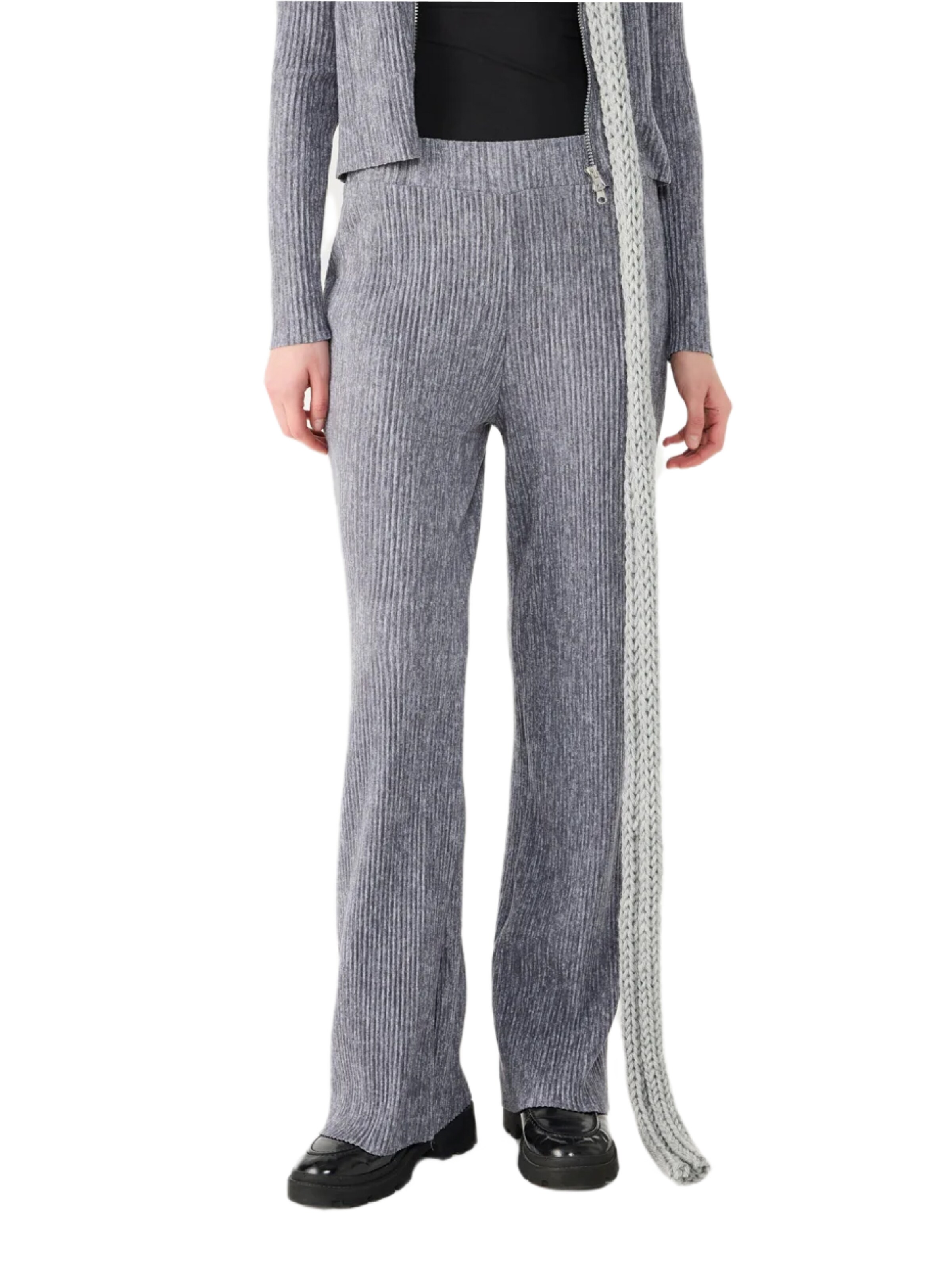 No Matter What Wide Leg Hose in Grau: Vorderseite