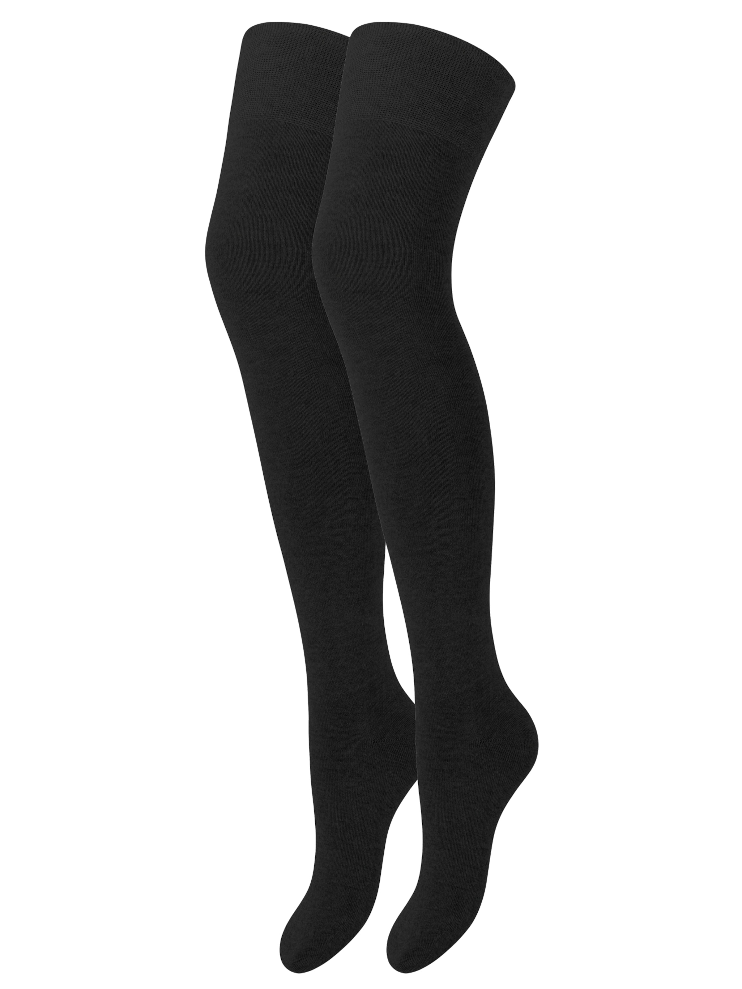 Yenita Overknee Strümpfe in Schwarz: Vorderseite