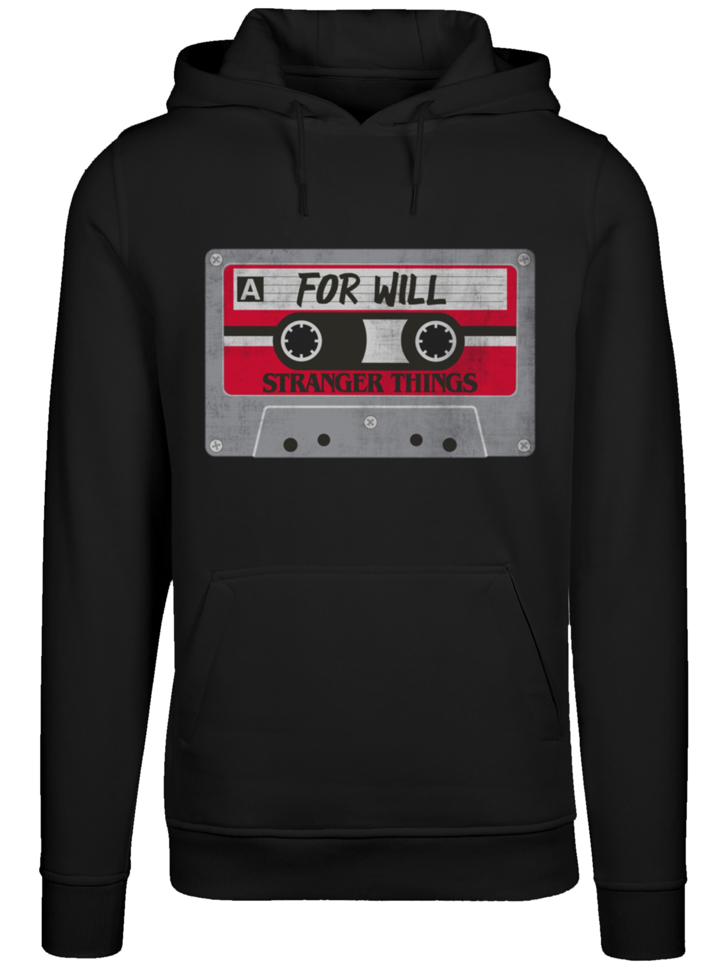 F4NT4STIC Sweatshirt 'Stranger Things Cassette For Will Netflix TV Series' in Zwart: voorkant