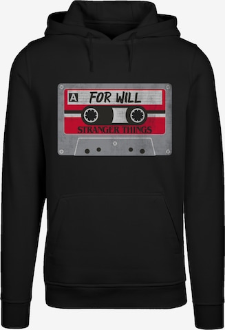 F4NT4STIC Sweatshirt 'Stranger Things Cassette For Will Netflix TV Series' in Black: front