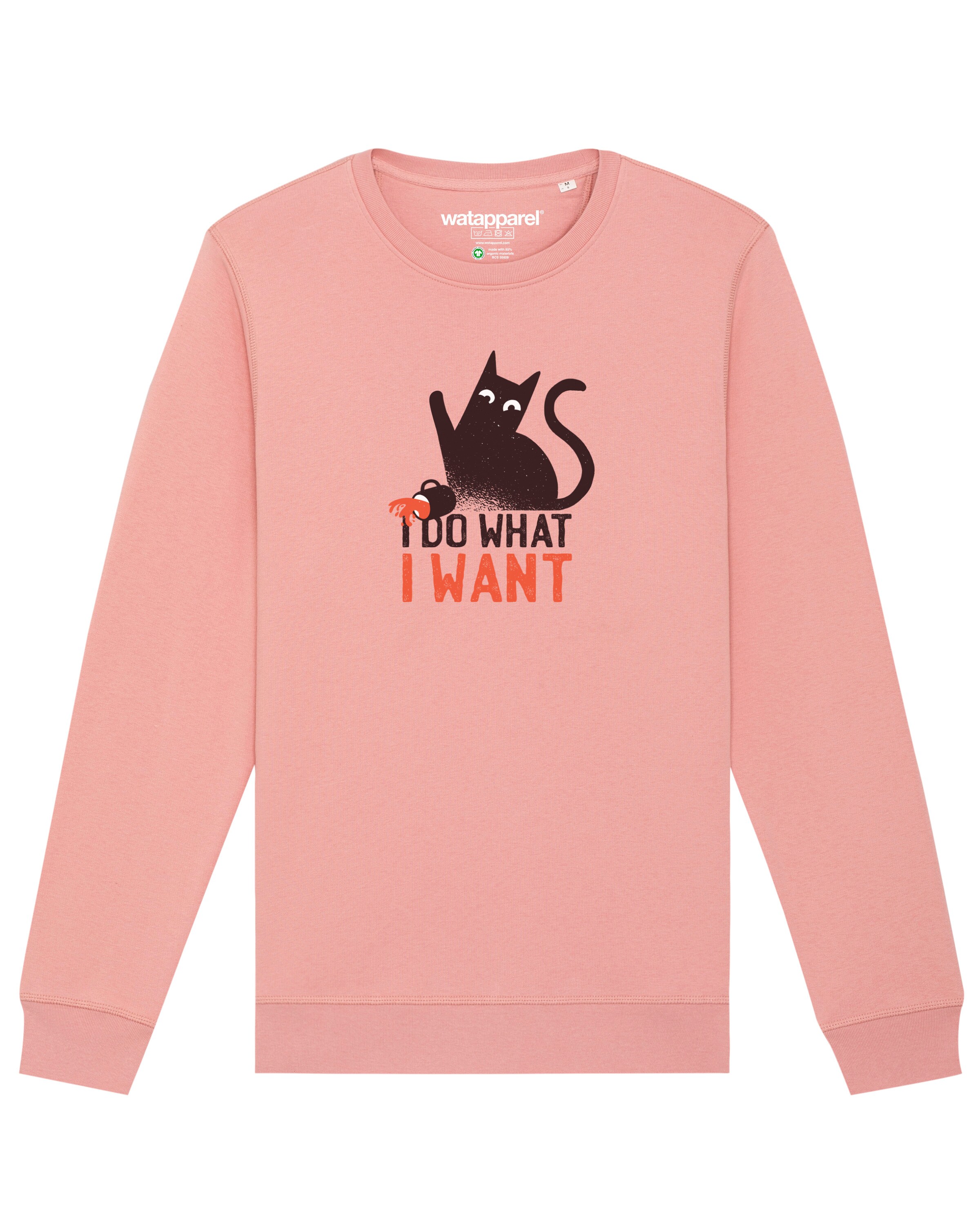 Sweat-shirt ' Cat ' Watapparel en rose : devant
