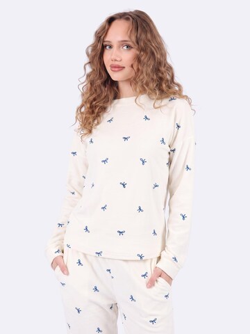 COZEE Pyjamas 'Blue Ribbons Velvet Pyjamas' i vit: framsida