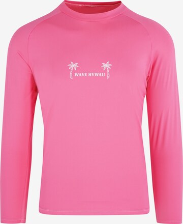 T-shirt fonctionnel ' Rash Guard ' Wave Hawaii en rose : devant