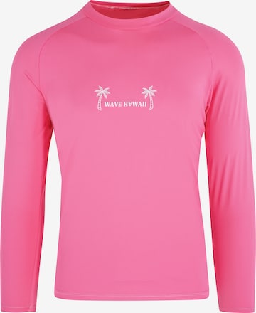 Wave Hawaii Sporttop ' Rash Guard ' in Roze: voorkant