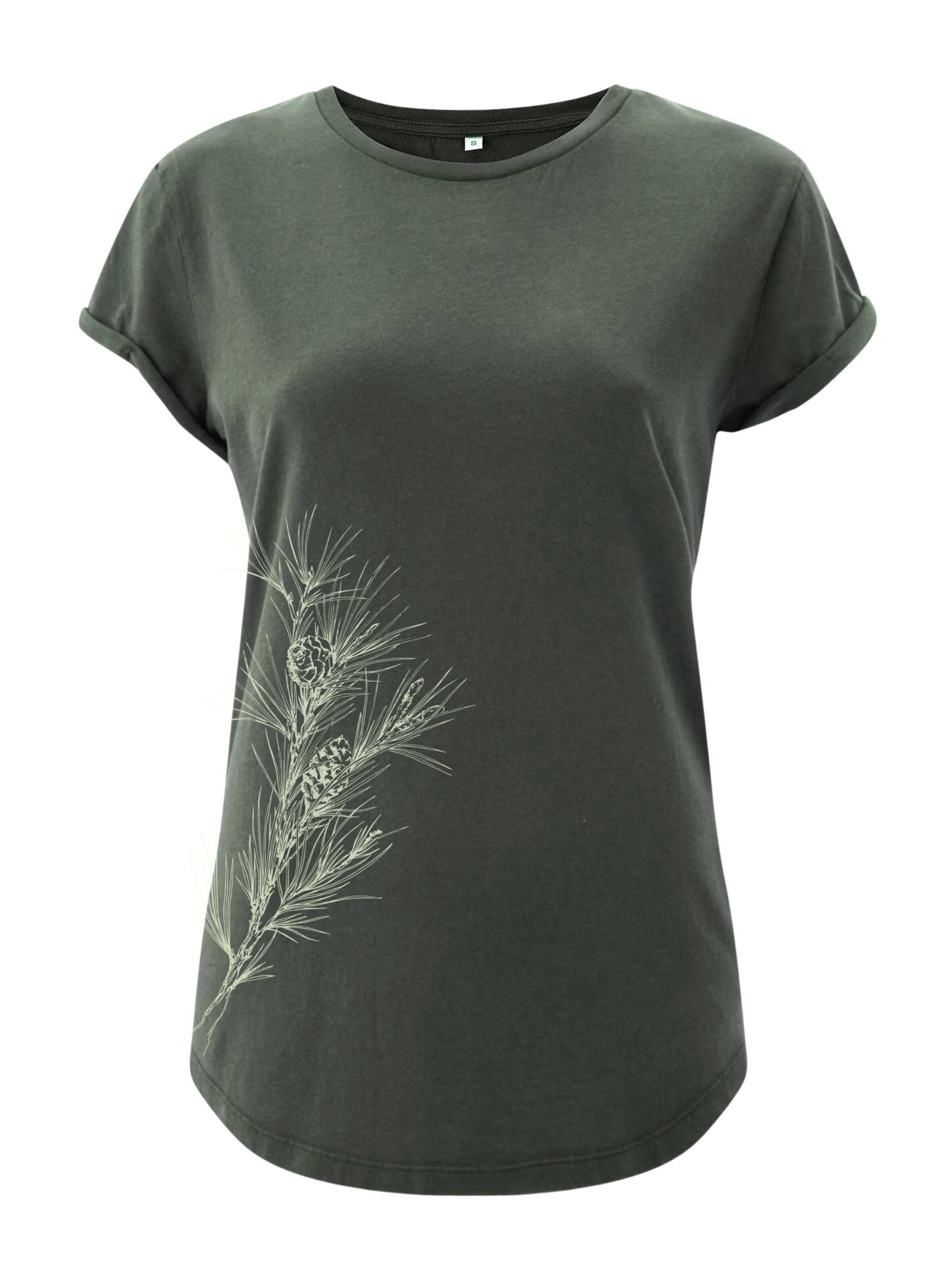 Life-Tree Shirt 'Organic Fairwear Shirt Women Washed Green Pine Branch'‌‌‌‌‌‌‌‌‌‌ in Grün: Vorderseite