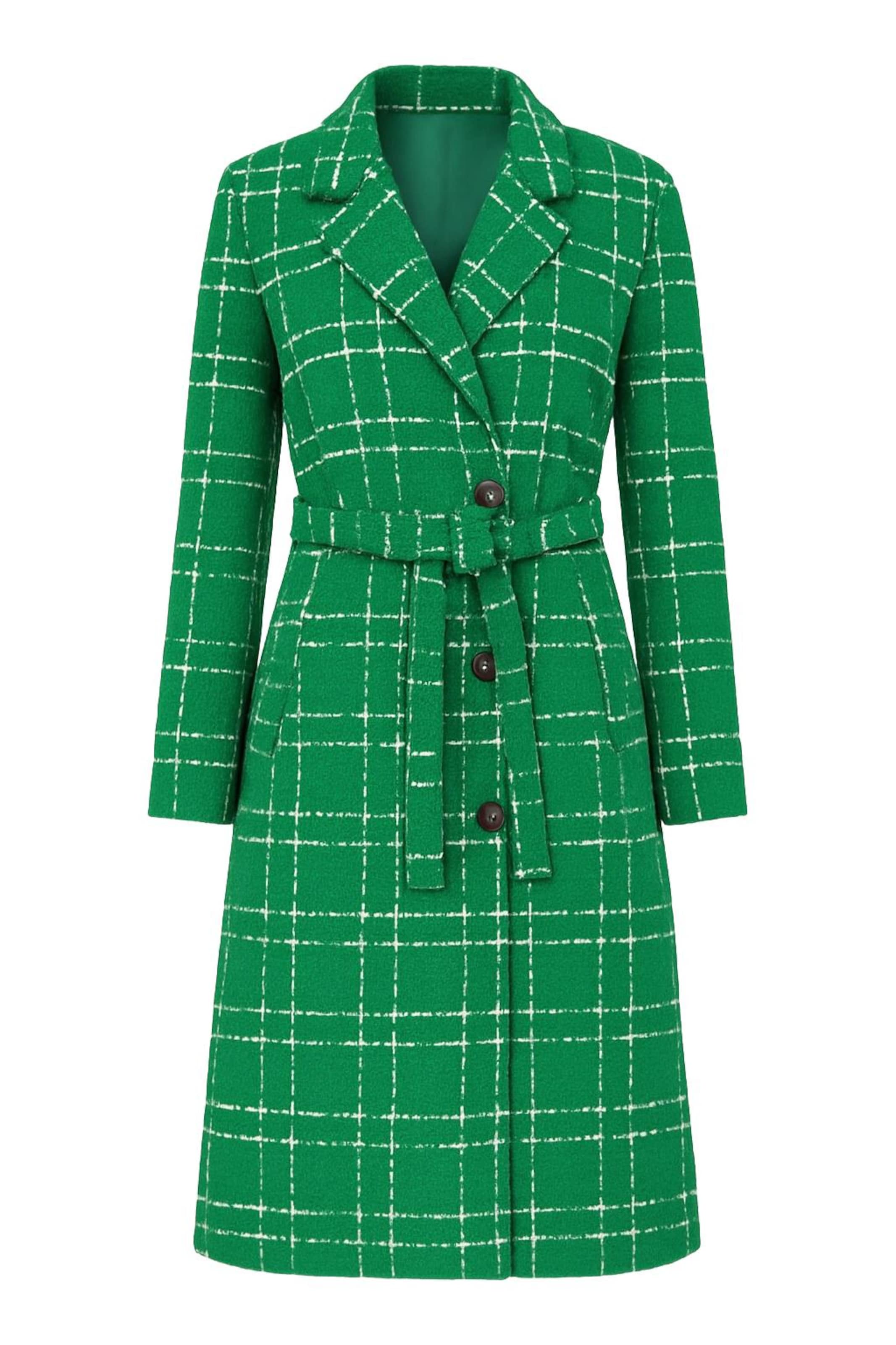 MODAMIHRAM Tussenmantel in de kleur Grasgroen / Wit, Productweergave