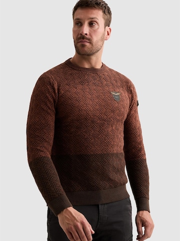 PME Legend Sweater 'Pullover with gradient and tape detail' in Brown: front