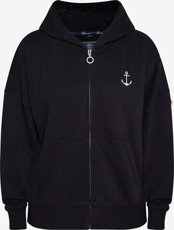 DreiMaster Maritim Zip-Up Hoodie 'Kilata' in Black: front