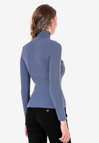 CIPO & BAXX Rollkragenpullover mit dezentem Strickmuster in Blau