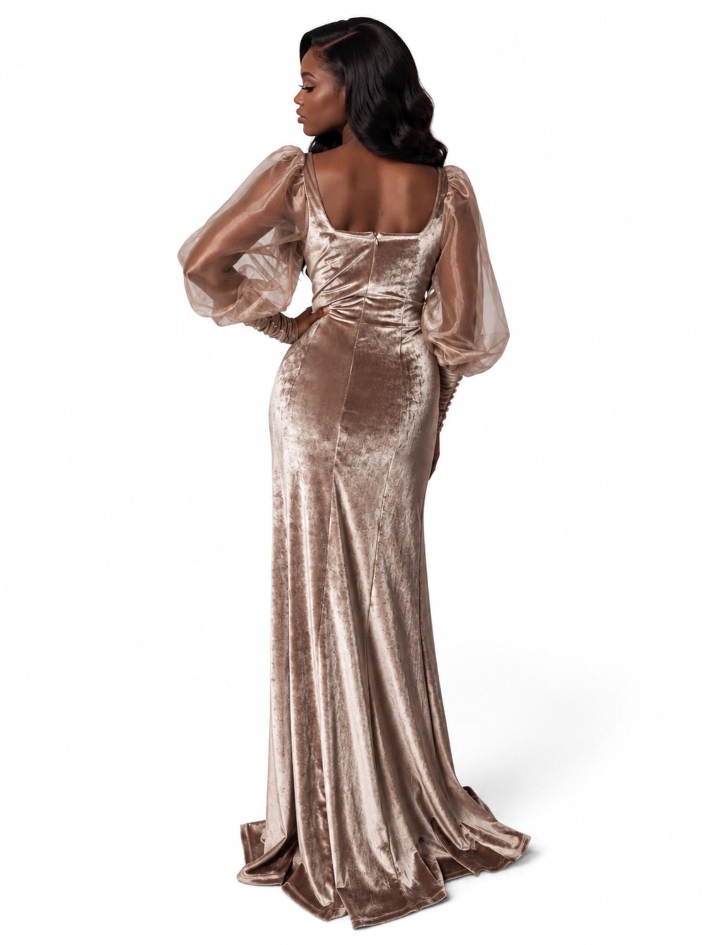 Elena Athanasiadou Cocktailjurk 'Princess” Velvet Evening Gown' in Beige