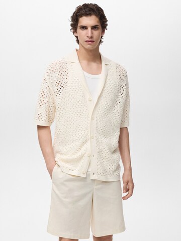 MANGO MAN Comfort fit Button Up Shirt 'CONCHA' in Beige: front