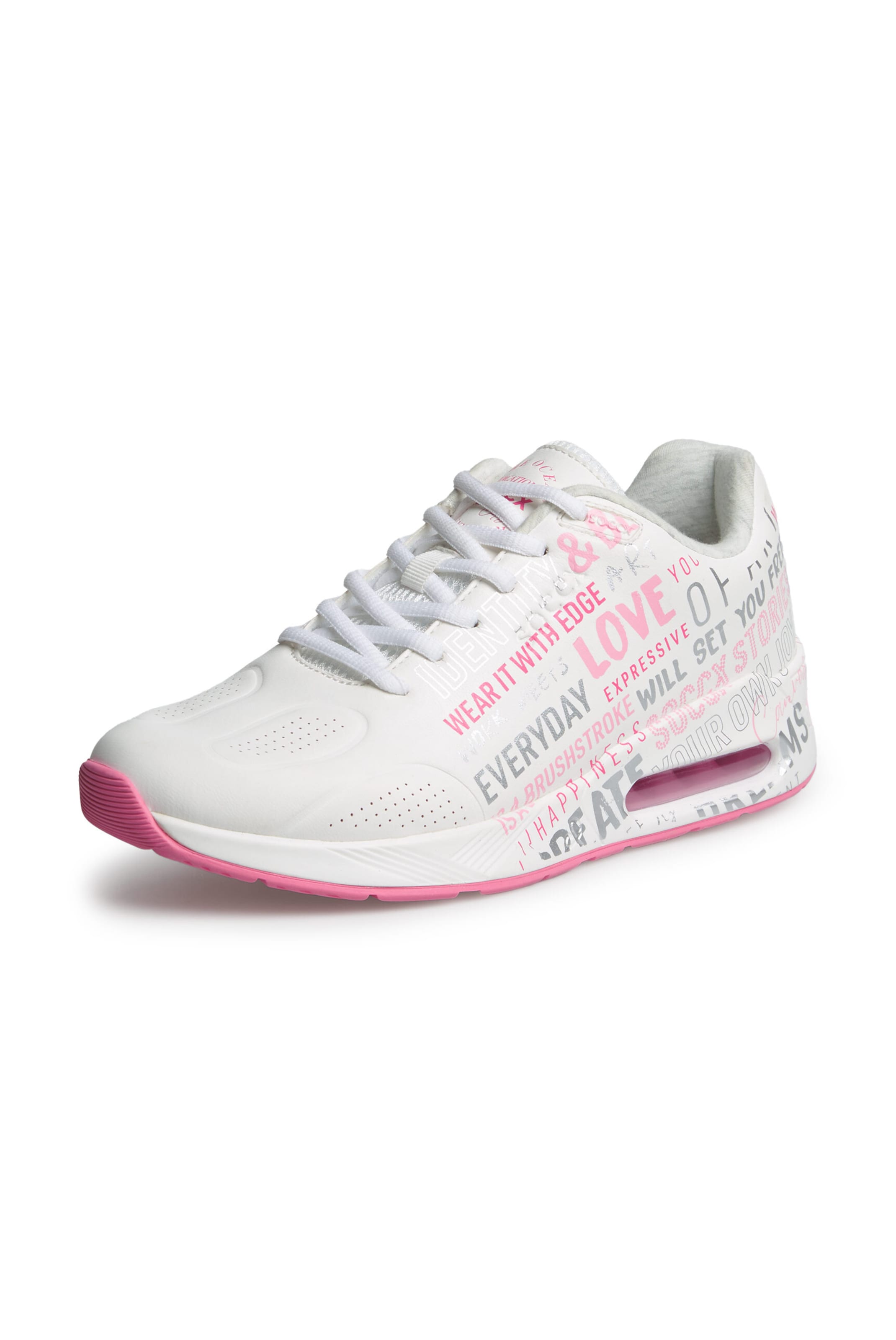 Soccx Air Cushion Sneaker mit Wording Print in weiß, Produktansicht