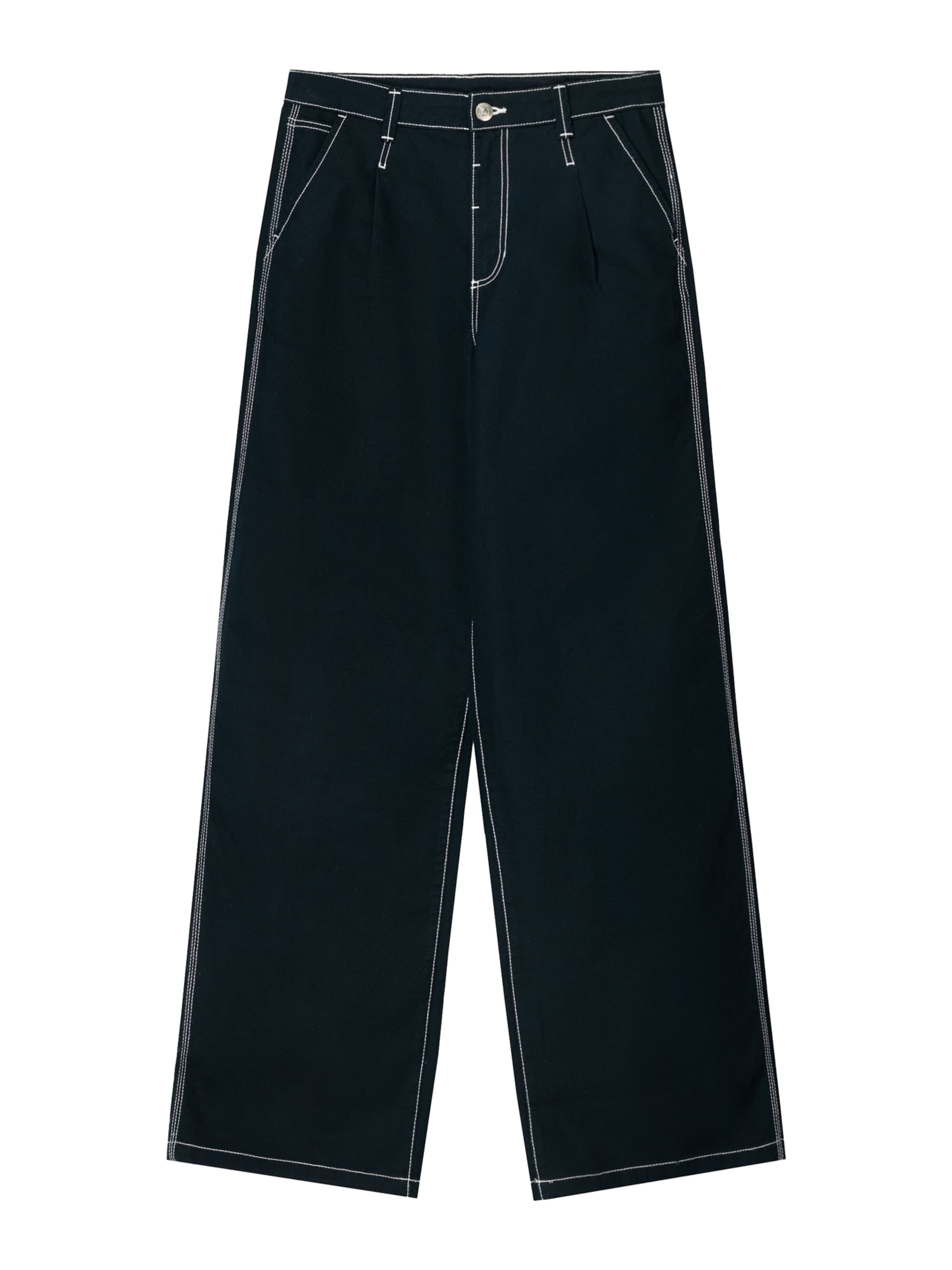 Wide Leg Pantalon Bershka en bleu : devant