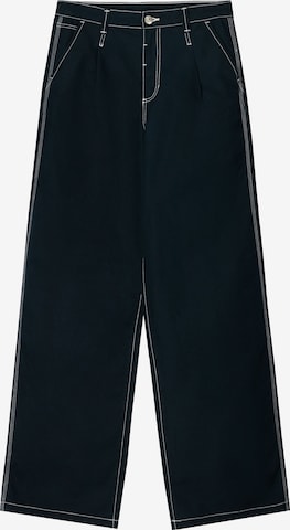 Bershka Szeroka nogawka Spodnie w kolorze niebieski: przód