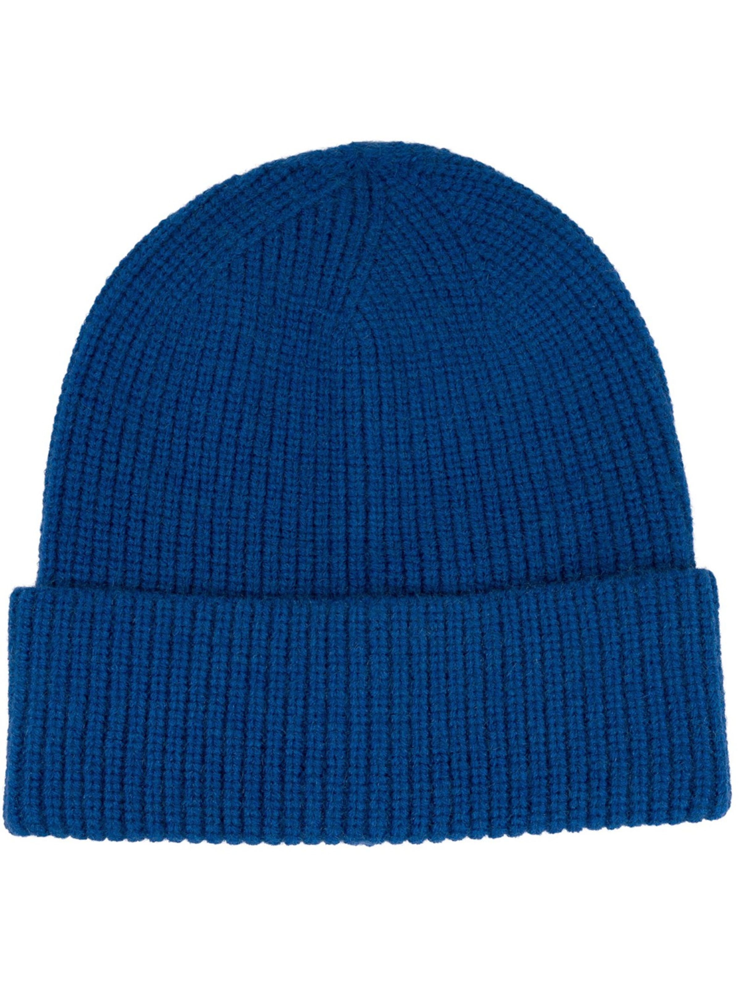 styleBREAKER Beanie 'Feinstrick Beanie Mütze mit Krempe' in Blue: front