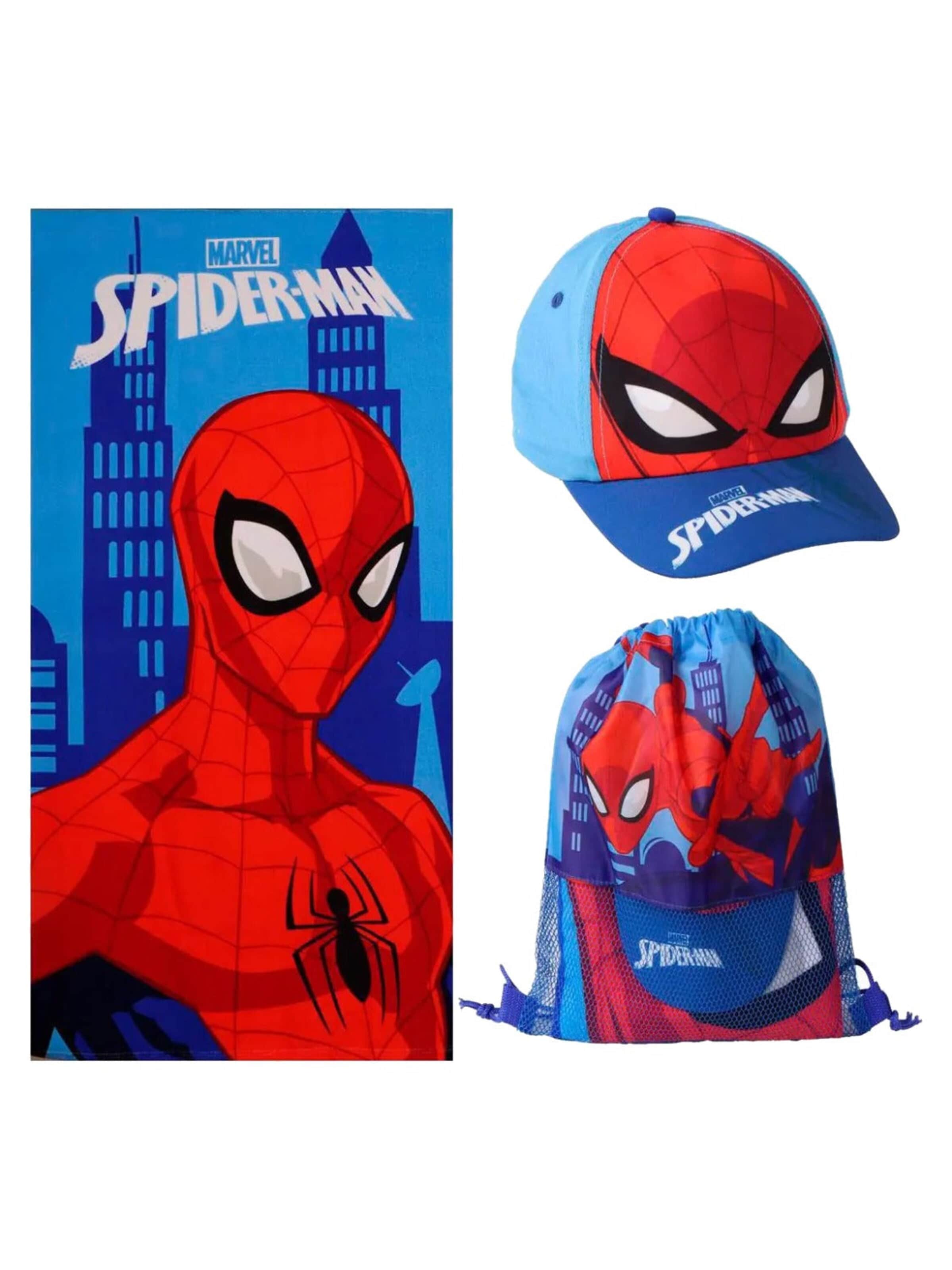 SPIDERMAN Set 'Spiderman Zwemtas Strandlaken & Pet Set' in Rood: voorkant