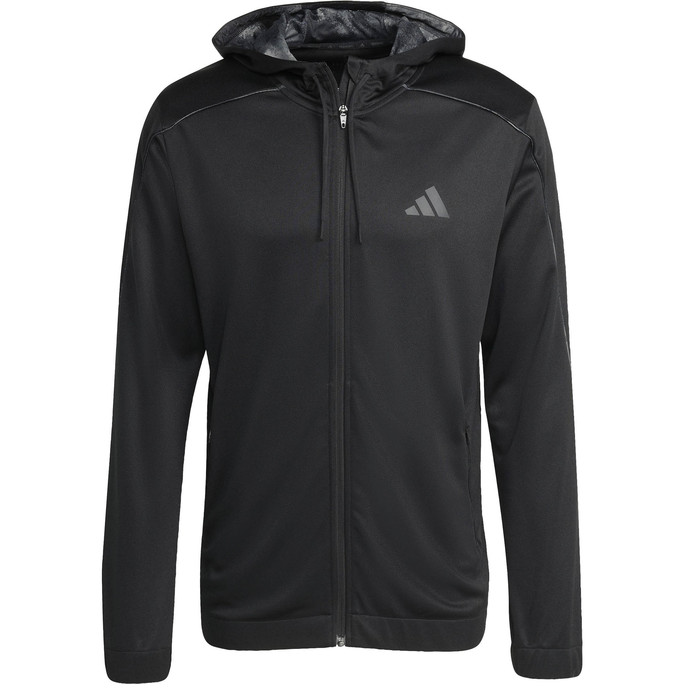 ADIDAS PERFORMANCE Athletic Zip-Up Hoodie 'ESSENTIALS' in Black: front
