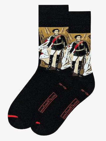MuseARTa Socken 'Ferdinand von Piloty - Porträt von Ludwig II. von Bayern' in Schwarz: Vorderseite