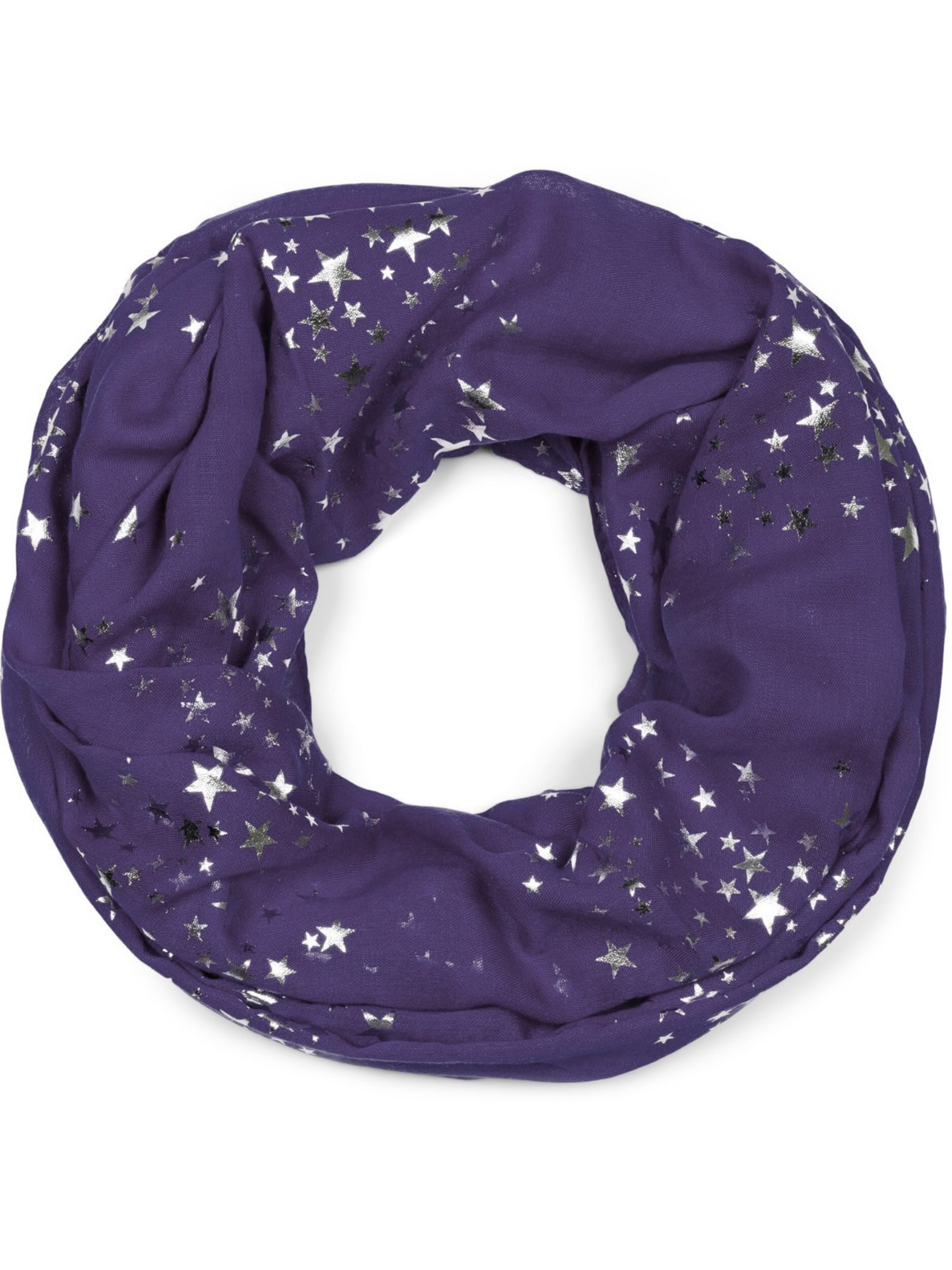 styleBREAKER Loop scarf 'Loop Schal mit Metallic Sterne Print' in Blue: front