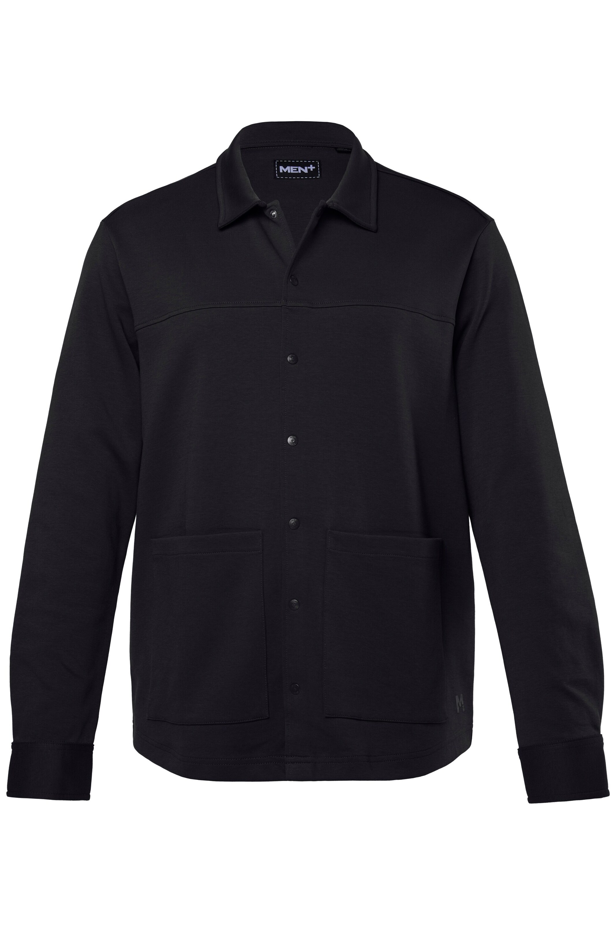 Men Plus Hemd in Schwarz: Vorderseite