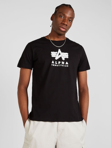 ALPHA INDUSTRIES Shirt 'Grunge' in Black: front