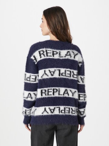 REPLAY Knit Cardigan 'Mesh' in Blue