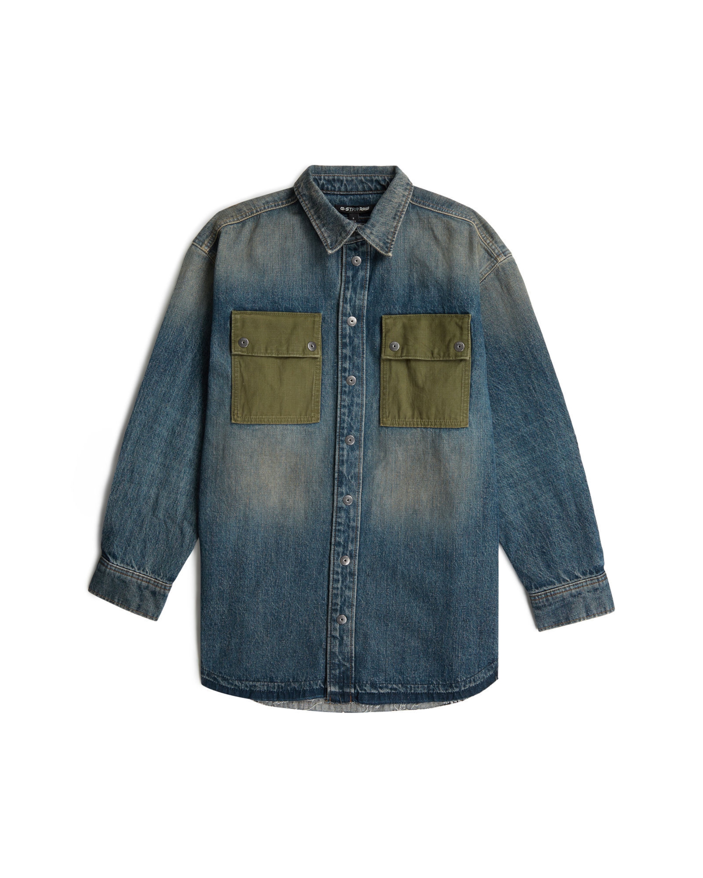 G-STAR Tussenparka 'Hybrid Overshirt' in Blauw: voorkant